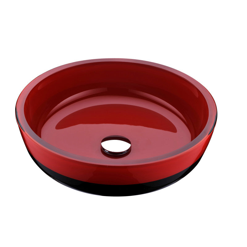 Schnell Series Deco-Glass Vessel Sink in Lustrous Red and Black with Enti Faucet in Brushed Nickel