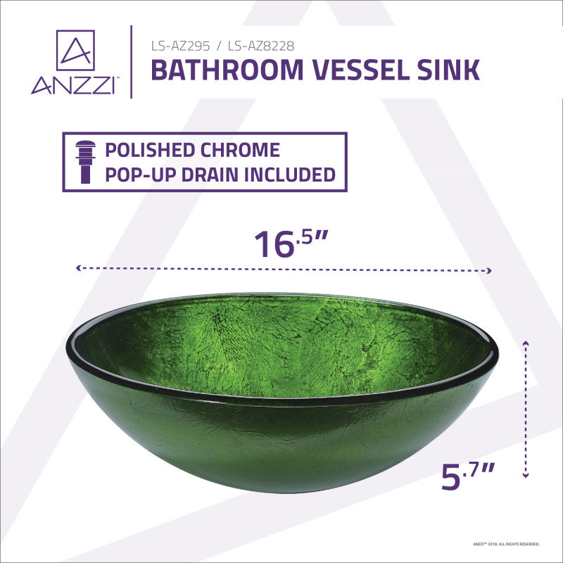 Gardena Series Deco-Glass Vessel Sink in Verdure Green