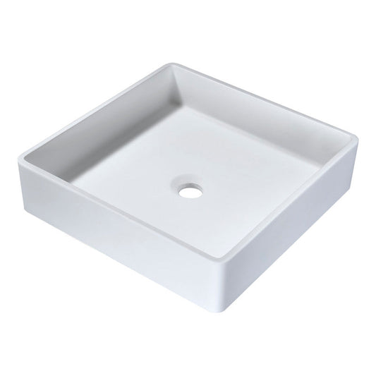 Passage 1-Piece Solid Surface Vessel Sink with Pop Up Drain in Matte White