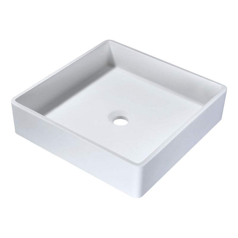 Matimbi 1-Piece Solid Surface Vessel Sink with Pop Up Drain in Matte White