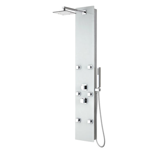 Rhaus 60 in. 6-Jetted Full Body Shower Panel with Heavy Rain Shower and Spray Wand in White