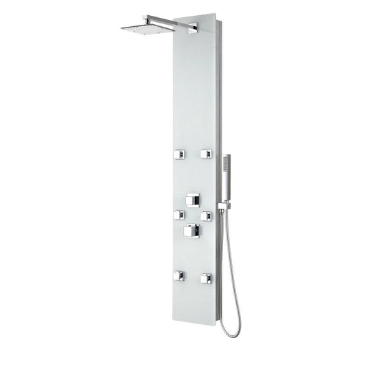 Jaguar 60 in. 6-Jetted Full Body Shower Panel with Heavy Rain Shower and Spray Wand in White