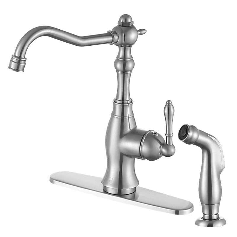 Highland Single-Handle Standard Kitchen Faucet with Side Sprayer in Brushed Nickel