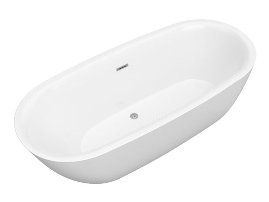 Ami 67 in. Acrylic Flatbottom Freestanding Bathtub in White