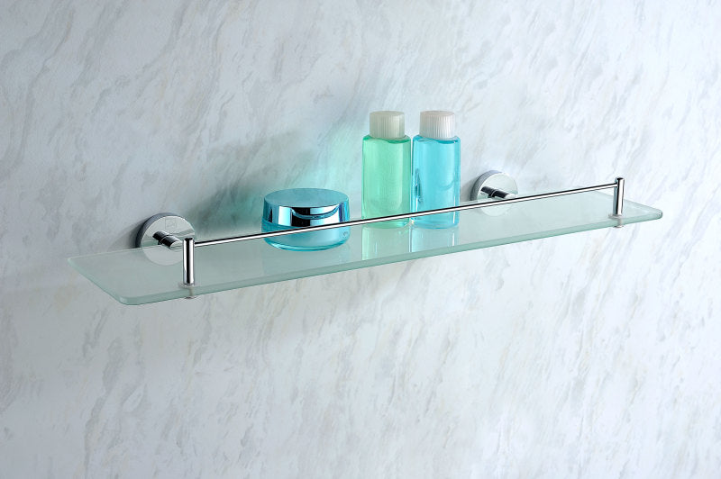 Caster Series 5.24 in. W Glass Shelf in Polished Chrome