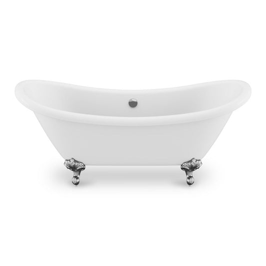 FT-AZ132CH - Falco 5.8 ft. Claw Foot One Piece Acrylic Freestanding Soaking Bathtub in Glossy White with Polished Chrome Feet