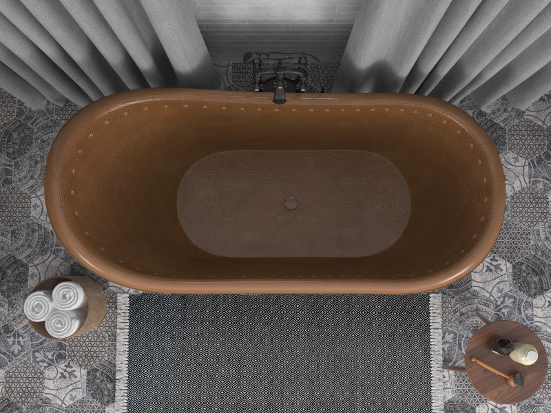 Sivas 66 in. Handmade Copper Slipper Clawfoot Non-Whirlpool Bathtub in Hammered Antique Copper