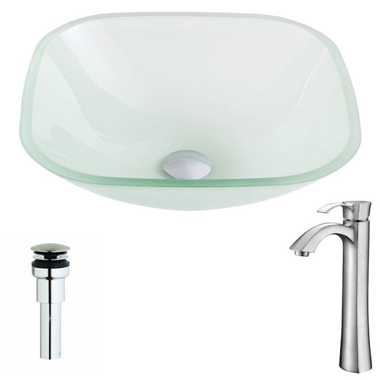 Vista Series Deco-Glass Vessel Sink in Lustrous Frosted Finish with Harmony Faucet in Brushed Nickel