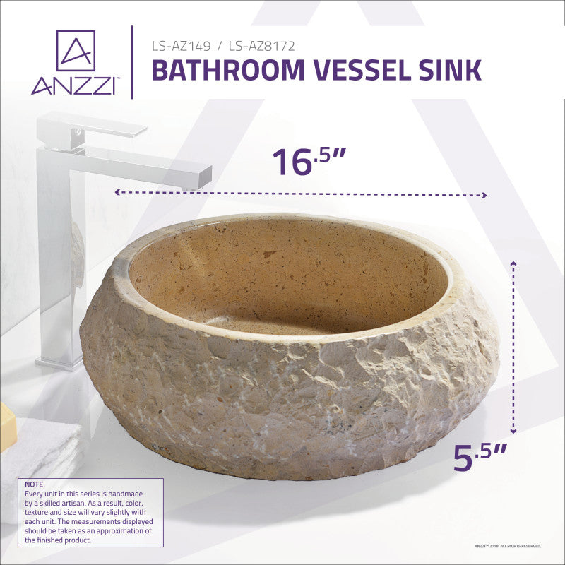 Desert Ash Vessel Sink in Classic Cream Marble