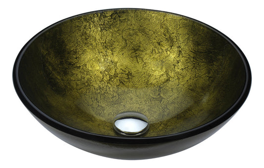 Posh Series Deco-Glass Vessel Sink in Verdure Gold