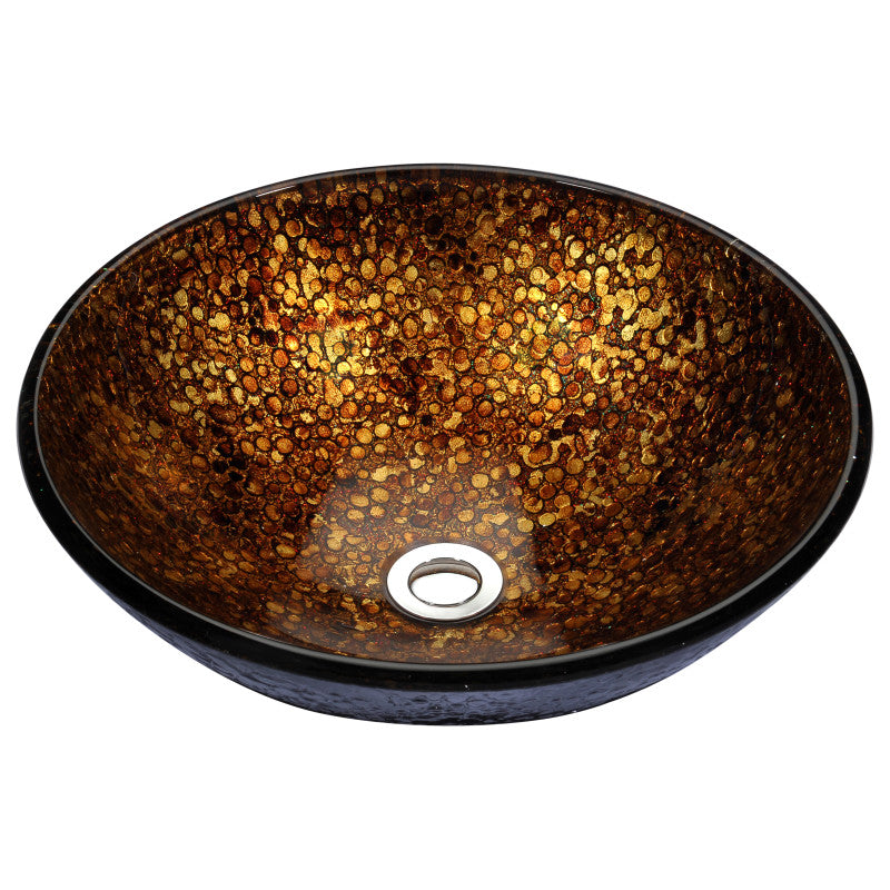 Tara Series Deco-Glass Vessel Sink in Idol Gold