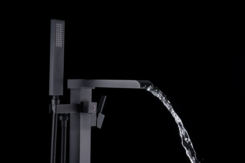 Union 2-Handle Claw Foot Tub Faucet with Hand Shower in Matte Black