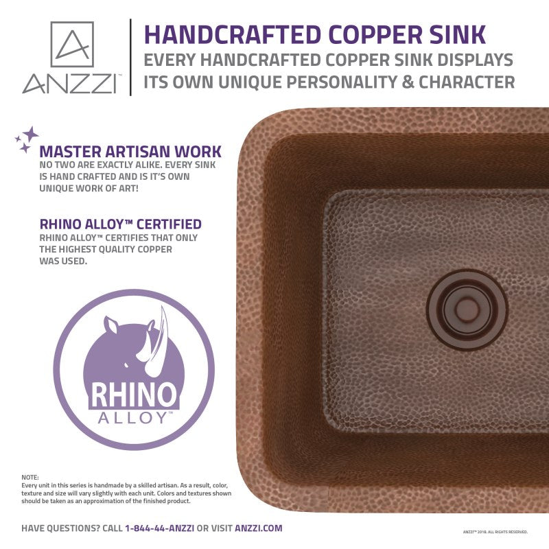 Aquileia Drop-in Handmade Copper 17 in. 0-Hole Single Bowl Kitchen Sink in Hammered Antique Copper