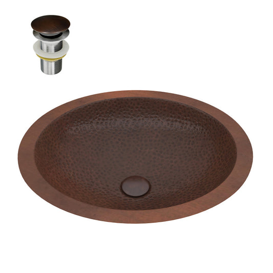 BS-001 - Nepal 19 in. Drop-in Oval Bathroom Sink in Hammered Antique Copper