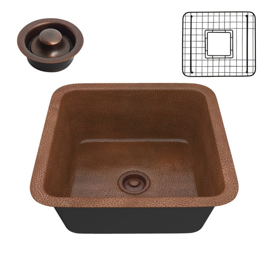 Malta Drop-in Handmade Copper 19 in. 0-Hole Single Bowl Kitchen Sink in Hammered Antique Copper