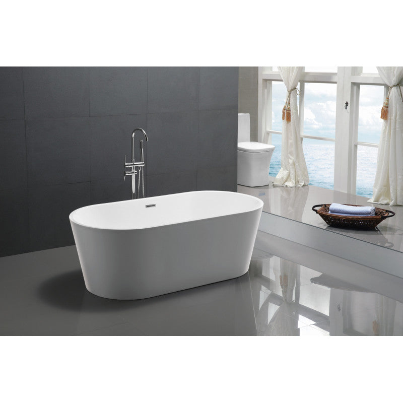 Chand 55 in. Acrylic Flatbottom Freestanding Bathtub in White