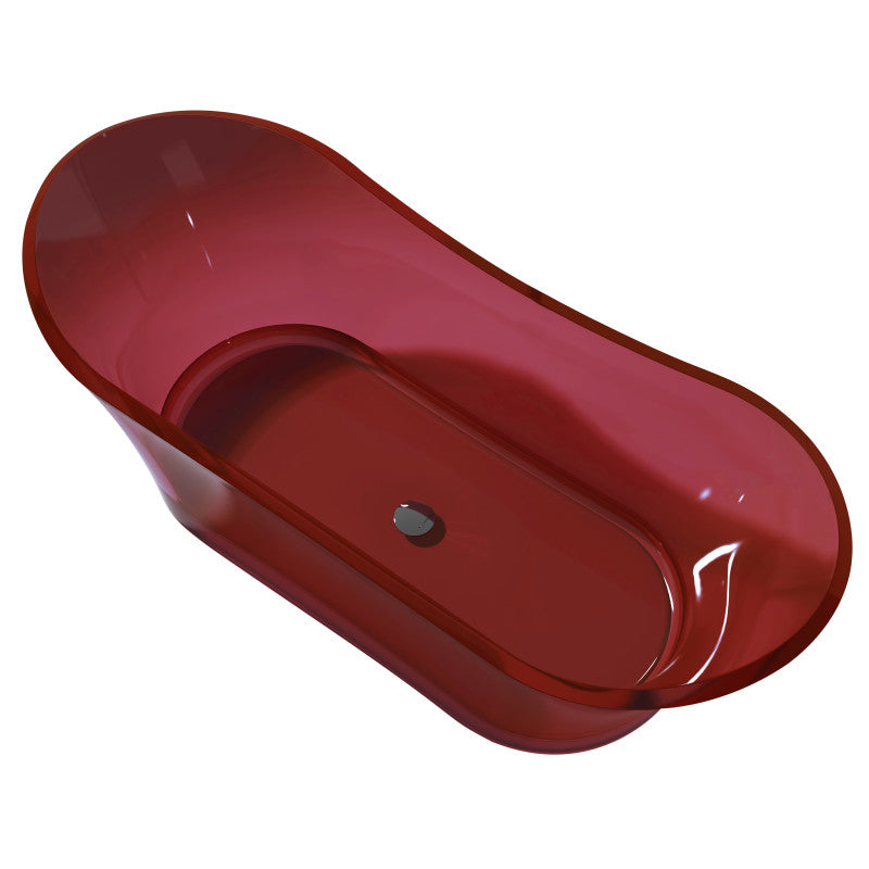 Azul 5.8 ft. Solid Surface Center Drain Freestanding Bathtub in Deep Red