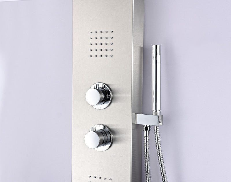 Anchorage 51 in. Full Body Shower Panel with Heavy Rain Shower and Spray Wand in Brushed Steel