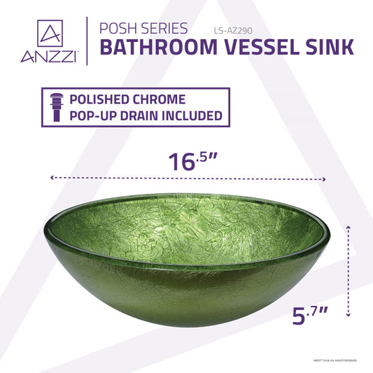 Posh Series Deco-Glass Vessel Sink in Golden Green