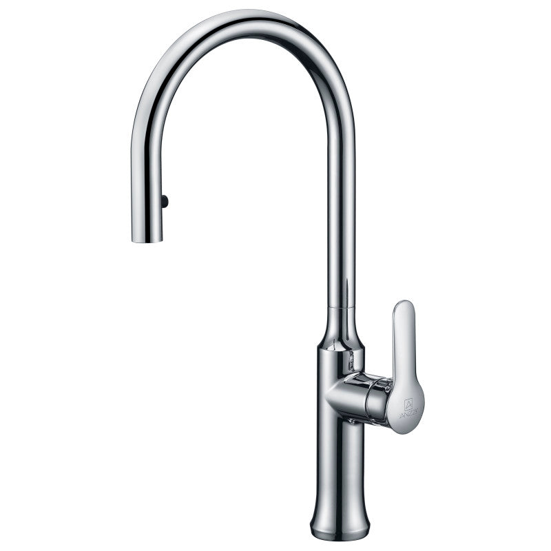 Cresent Single Handle Pull-Down Sprayer Kitchen Faucet in Polished Chrome