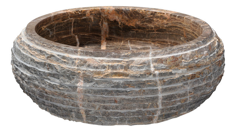 Mirage Ash Natural Stone Vessel Sink in Coffee Marble