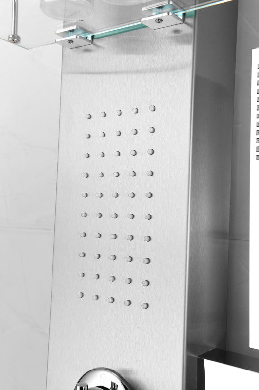 Pioneer 44 in. Full Body Shower Panel with Heavy Rain Shower and Spray Wand in Brushed Steel