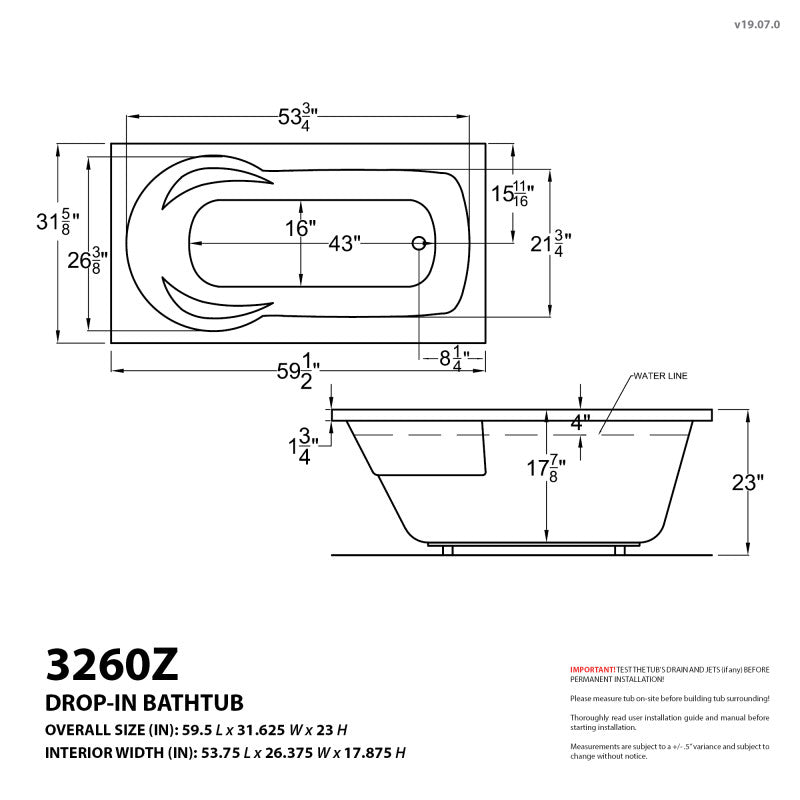 Atlantis Whirlpools Zepher 32 x 60 Rectangular Air & Whirlpool Jetted Bathtub