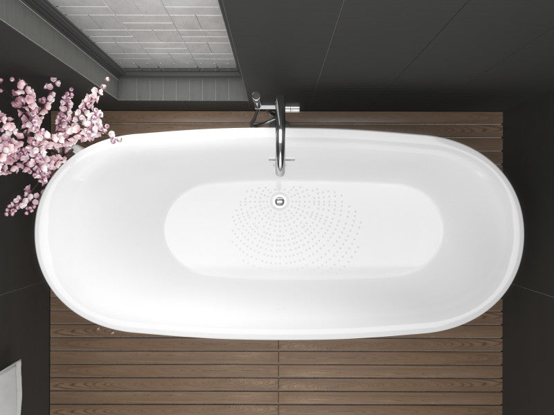 Ami 67 in. Acrylic Flatbottom Freestanding Bathtub in White
