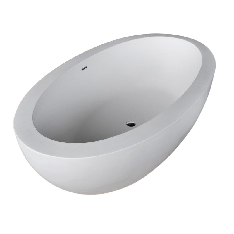 FT504-0025 - Lusso 6.3 ft. Solid Surface Classic Soaking Bathtub in Matte White and Kros Faucet in Chrome