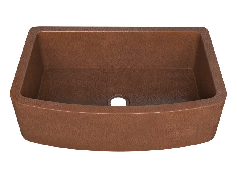 Pieria Farmhouse Handmade Copper 33 in. 0-Hole Single Bowl Kitchen Sink in Hammered Antique Copper