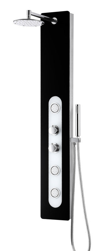Lande Series 56 in. Full Body Shower Panel System with Heavy Rain Shower and Spray Wand in Black