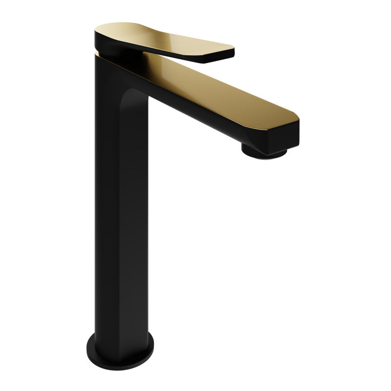 ANZZI Single Handle Single Hole Bathroom Vessel Sink Faucet With Pop-up Drain in Matte Black & Brushed Gold