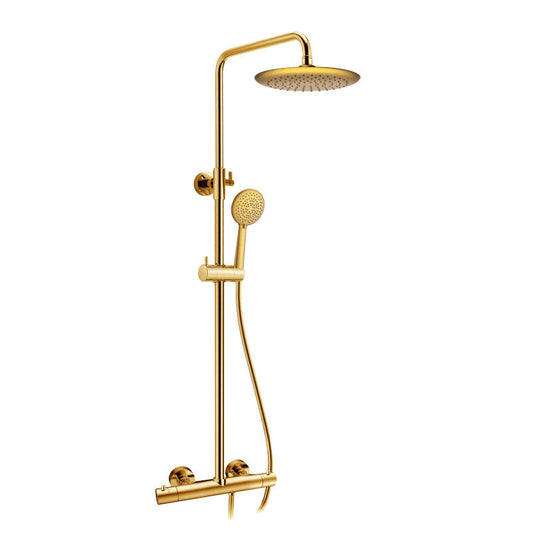 Heavy Rainfall Stainless Steel Shower Bar with Hand Sprayer in Brushed Gold
