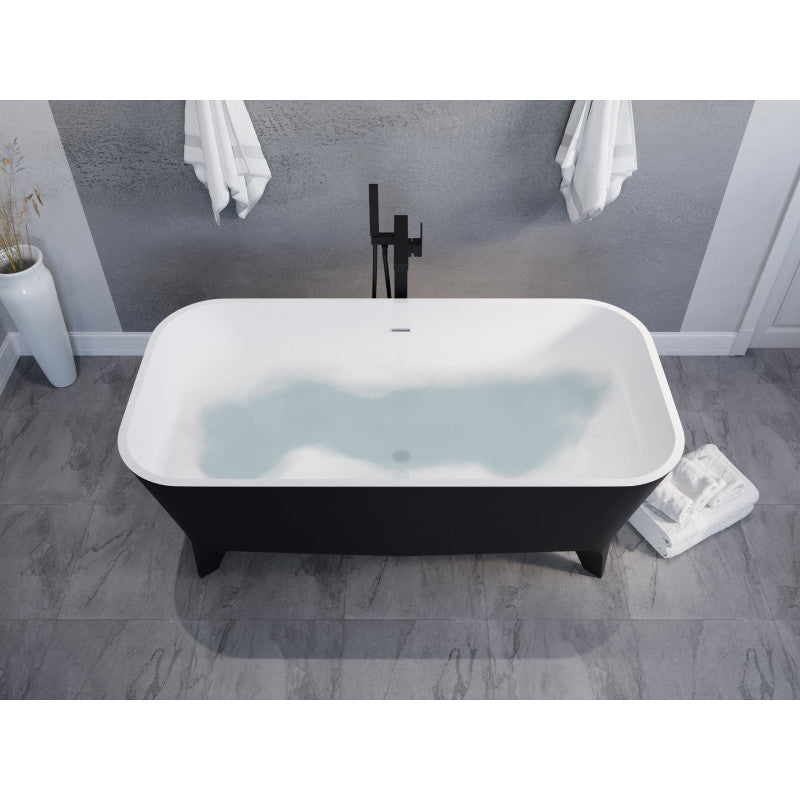 Nightshade 63 in. Solid Surface Freestanding Bathtub in Matte Black