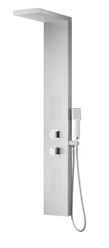 Govenor 64 in. Full Body Shower Panel with Heavy Rain Shower and Spray Wand in Brushed Steel