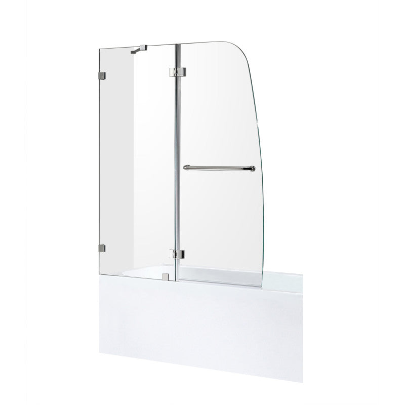 Anzzi 5 ft. Acrylic Left Drain Rectangle Tub in White With 48 in. by 58 in. Frameless Hinged Tub Door in Chrome