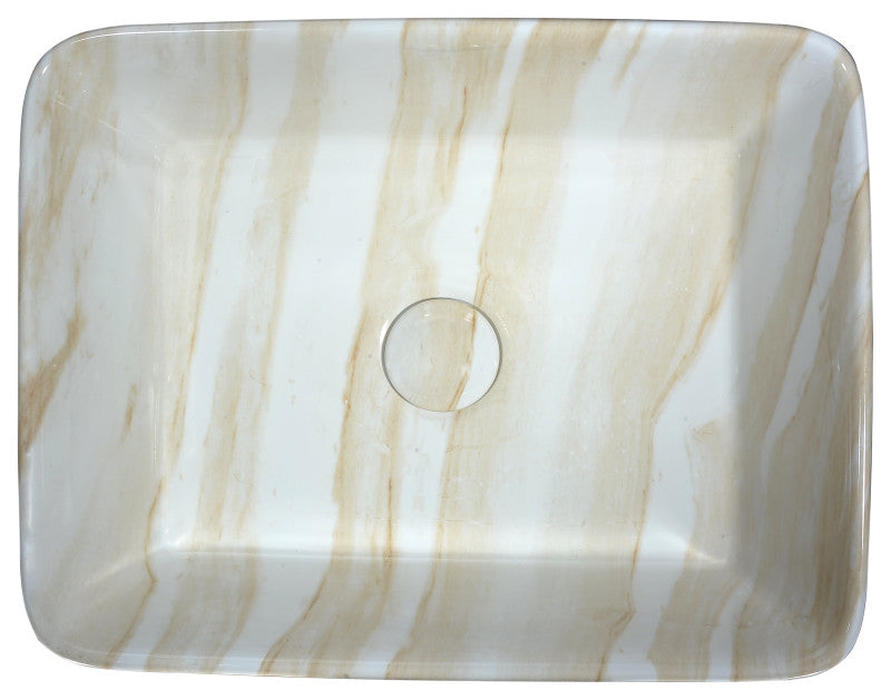 Marbled Series Ceramic Vessel Sink in Marbled Cream Finish