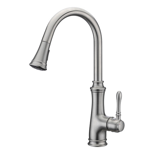 Luna Single Handle Pull-Down Sprayer Kitchen Faucet in Brushed Nickel