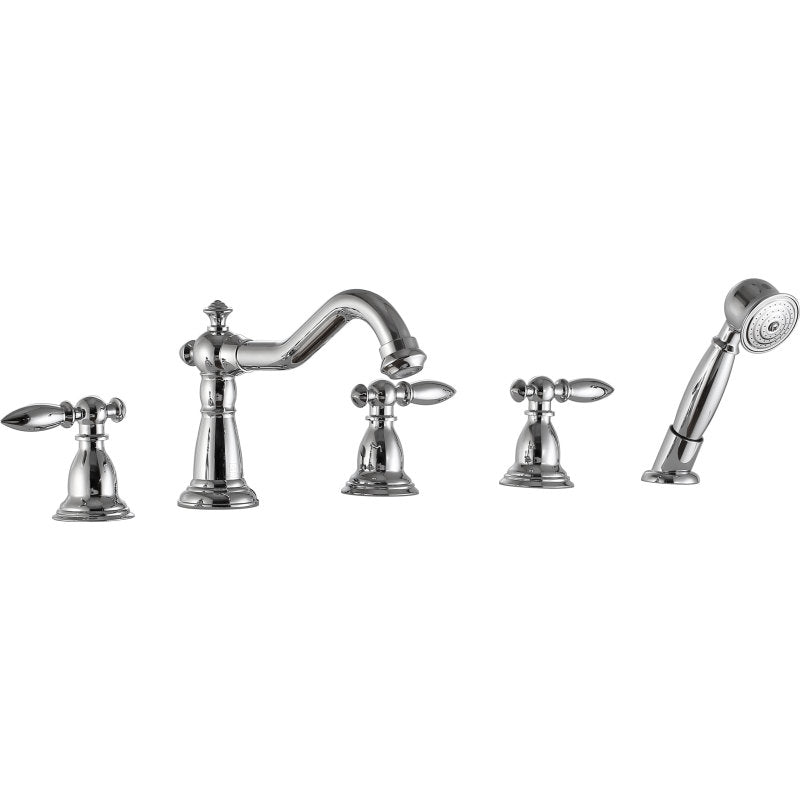 Patriarch 2-Handle Deck-Mount Roman Tub Faucet with Handheld Sprayer in Polished Chrome