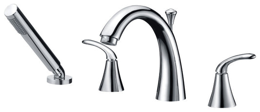 Fawn Series 2-Handle Deck-Mount Roman Tub Faucet with Handheld Sprayer in Polished Chrome