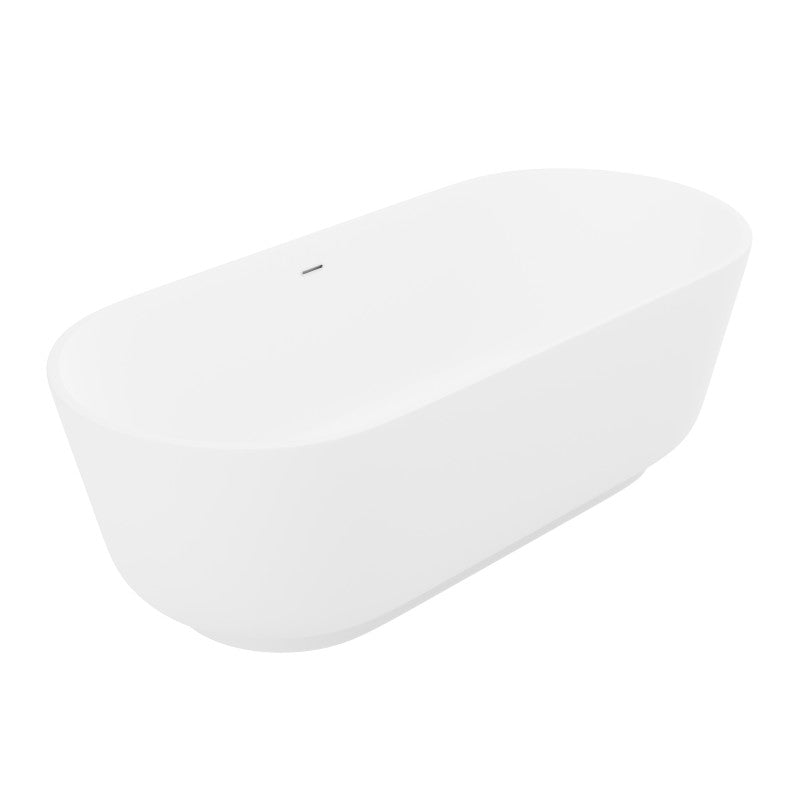 Sabbia 5.9 ft. Solid Surface Center Drain Freestanding Bathtub in Matte White