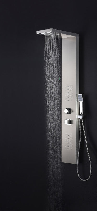 Govenor 64 in. Full Body Shower Panel with Heavy Rain Shower and Spray Wand in Brushed Steel