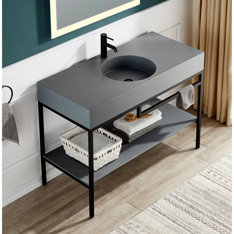 CS-FGC002-MB - Siena 48 in. Console Sink in Matte Black with Matte Grey Counter Top