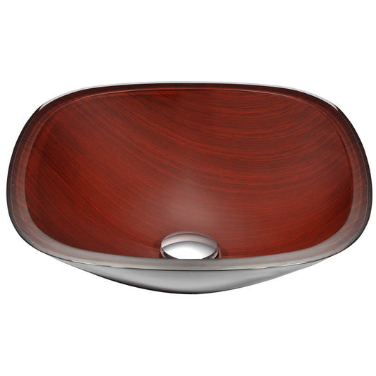 Cansa Series Deco-Glass Vessel Sink in Rich Timber