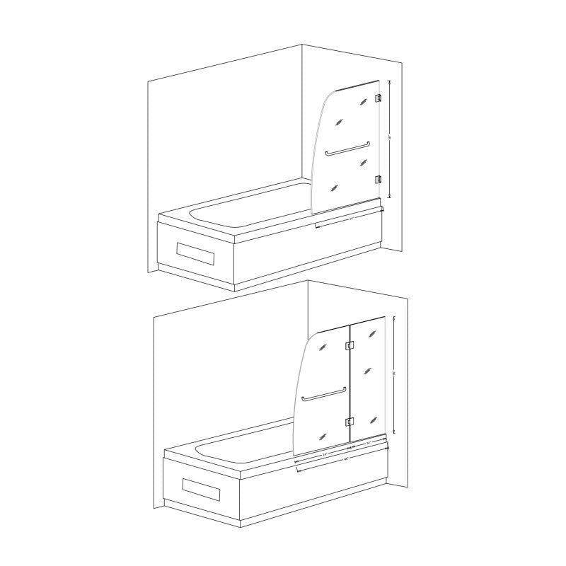 Anzzi 5 ft. Acrylic Left Drain Rectangle Tub in White With 48 in. by 58 in. Frameless Hinged tub door in Brushed Nickel