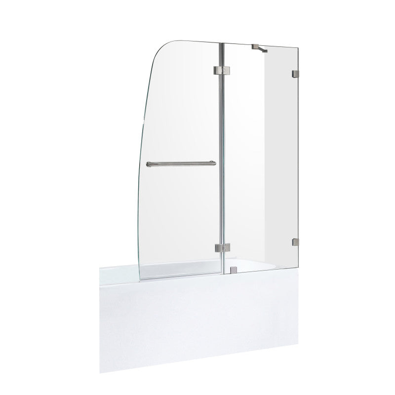 Anzzi 5 ft. Acrylic Right Drain Rectangle Tub in White With 48 in. by 58 in. Frameless Hinged tub door in Brushed Nickel