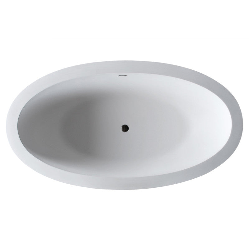 Lusso 6.3 ft. Solid Surface Classic Soaking Bathtub in Matte White and Kros Faucet in Chrome