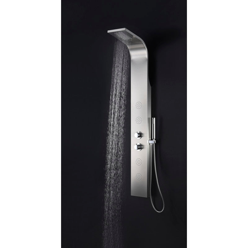 Praire 64 in. Full Body Shower Panel with Heavy Rain Shower and Spray Wand in Brushed Steel