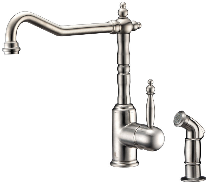 Locke Single-Handle Standard Kitchen Faucet with Side Sprayer in Brushed Nickel