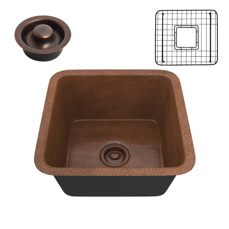 Illyrian Drop-in Handmade Copper 16 in. 0-Hole Single Bowl Kitchen Sink in Hammered Antique Copper